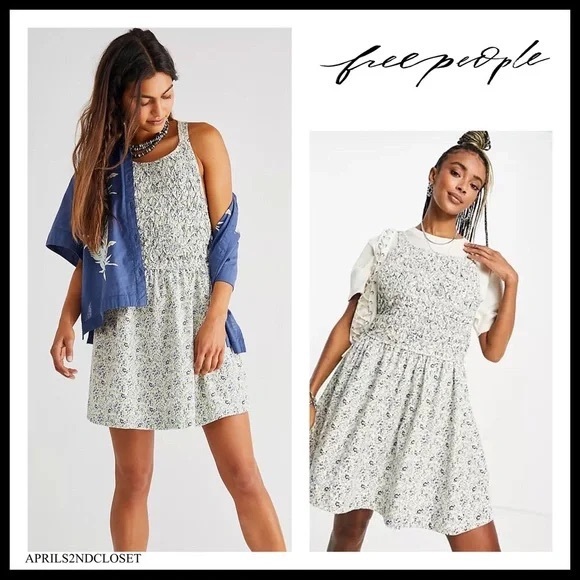 FREE PEOPLE BOHO FLOWY MINI DRESS BOHEMIAN PRINT POCKETS A3C - Picture 16 of 16